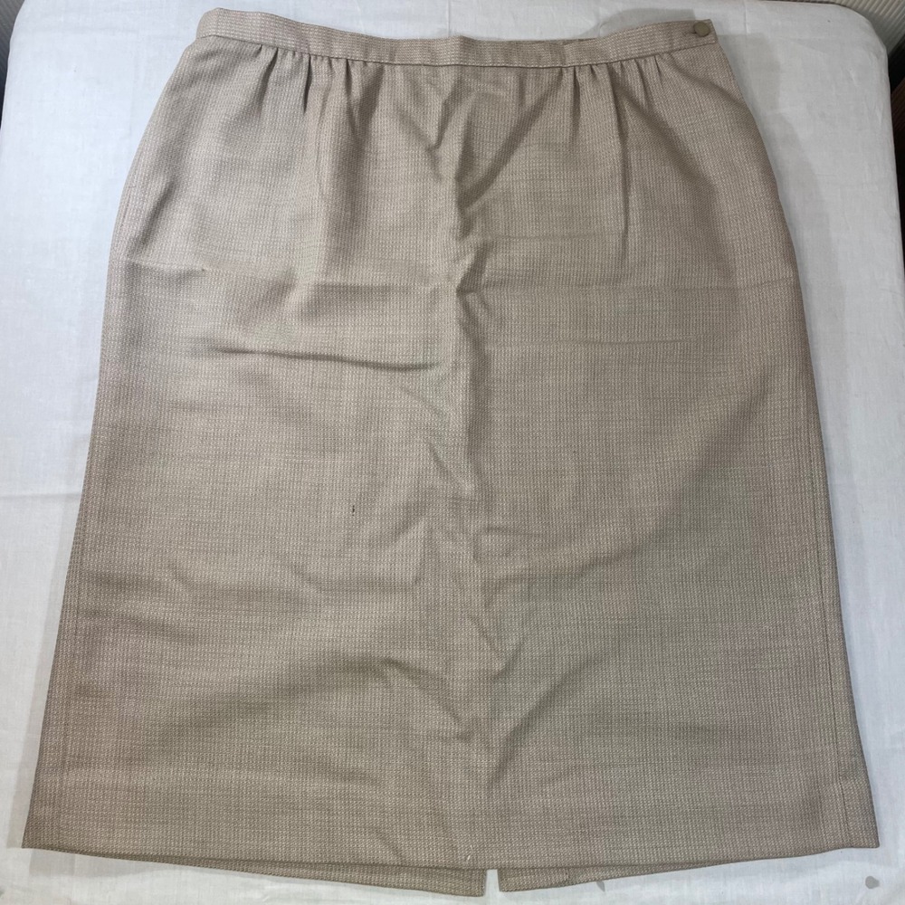 Pendleton Plus 18W Virgin Wool Skirt Beige Textured Pencil Straight Midi Lined